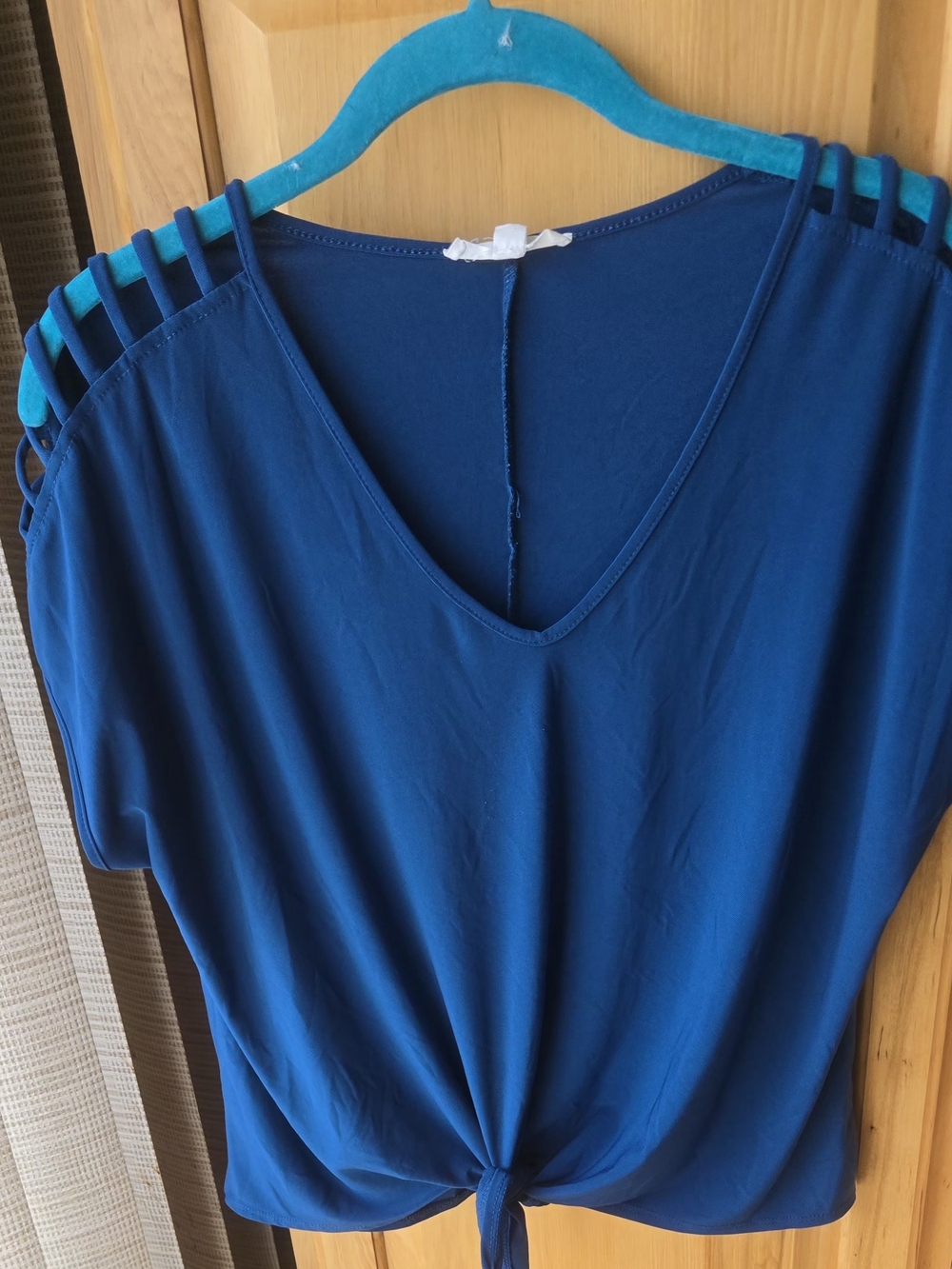 Vix Navy Blue Strappy V-Neck Tie Top